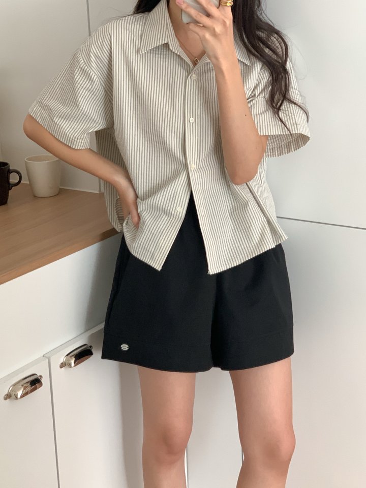 Osense - Korean Women Fashion - #womensfashion - Ray Cotton Mid-thigh Shorts - 11