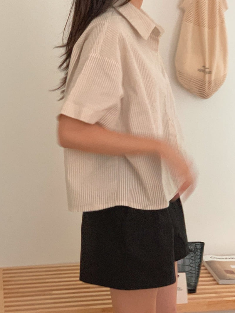 Osense - Korean Women Fashion - #womensfashion - Sherbet Crop Shirt - 10