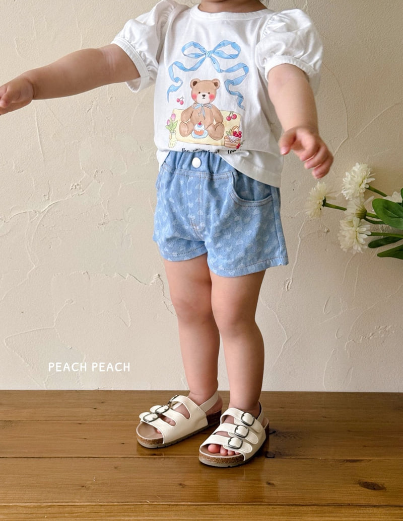 Peach Peach - Korean Children Fashion - #littlefashionista - Heart Jam Shorts - 6