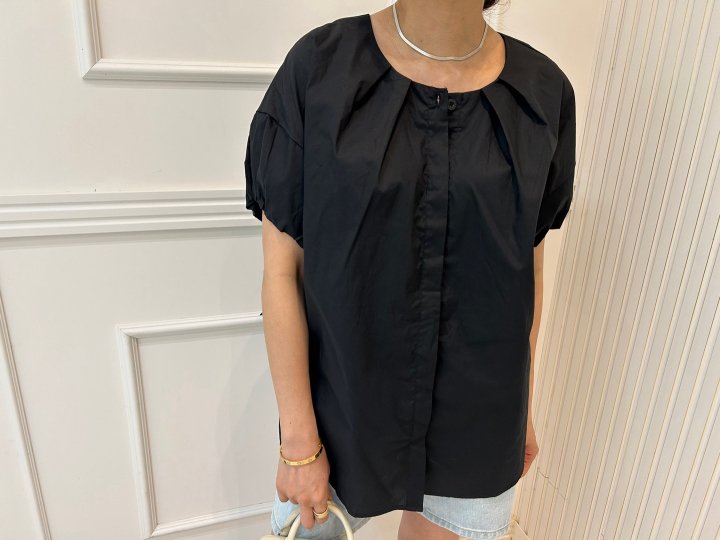 Pearls room - Korean Women Fashion - #momslook - Pintuck Strap Blouse - 10