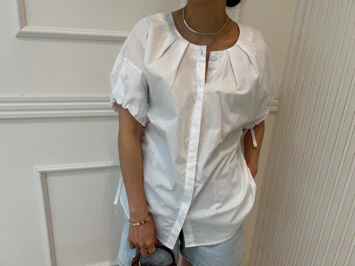 Pearls room - Korean Women Fashion - #womensfashion - Pintuck Strap Blouse - 4