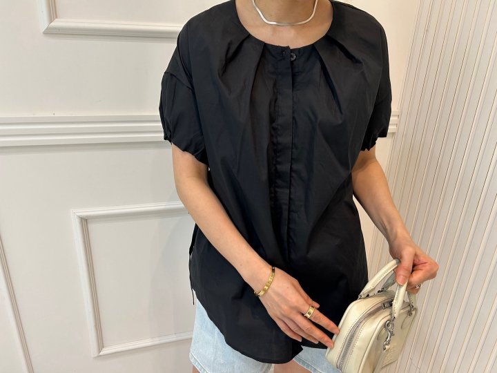 Pearls room - Korean Women Fashion - #momslook - Pintuck Strap Blouse - 8