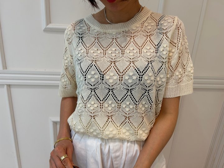 Pearls room - Korean Women Fashion - #momslook - Scotch Short Sleeve Knit - 11