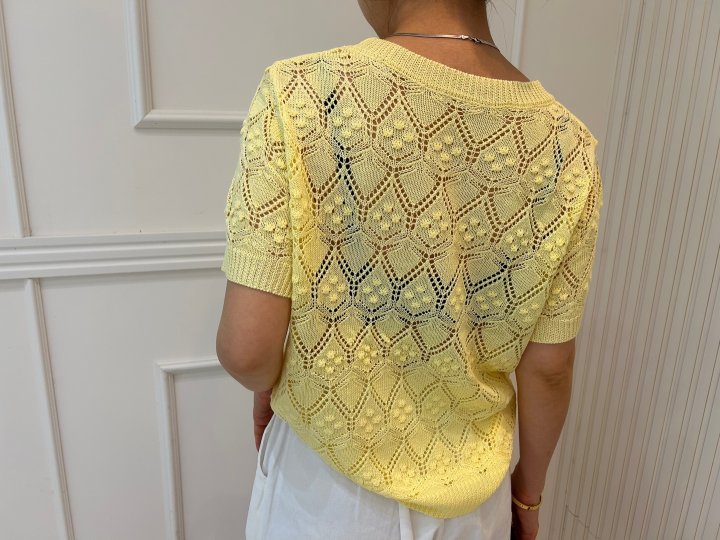Pearls room - Korean Women Fashion - #momslook - Scotch Short Sleeve Knit - 5