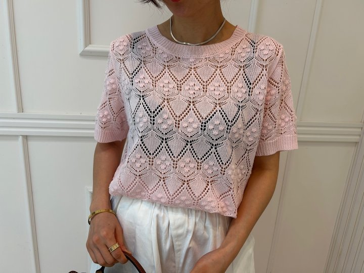 Pearls room - Korean Women Fashion - #momslook - Scotch Short Sleeve Knit - 7