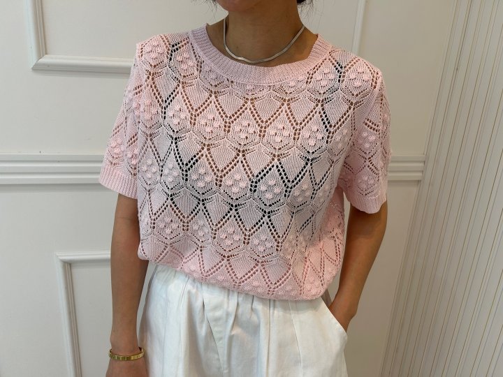 Pearls room - Korean Women Fashion - #momslook - Scotch Short Sleeve Knit - 9