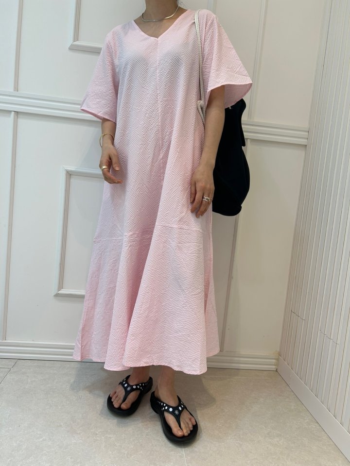 Pearls room - Korean Women Fashion - #momslook - V-Flare One-piece - 5