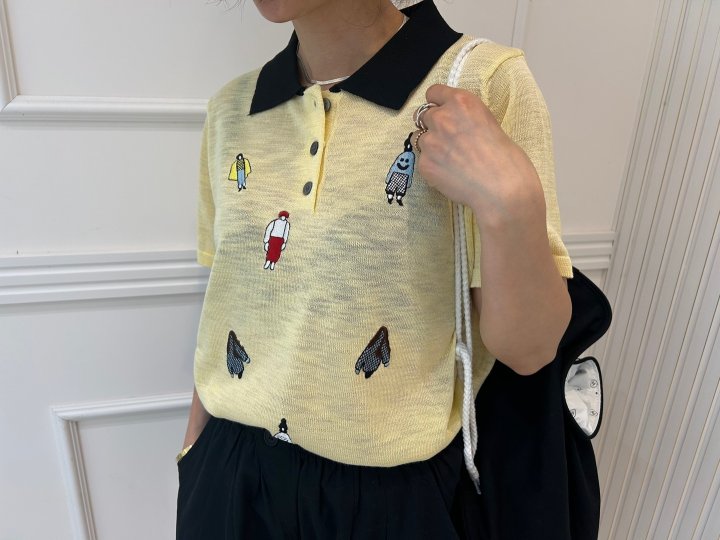 Pearls room - Korean Women Fashion - #womensfashion - Shasha Collar Short Sleeve Knit - 4
