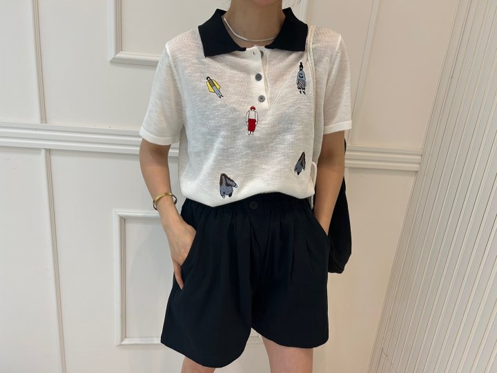 Pearls room - Korean Women Fashion - #momslook - Shasha Collar Short Sleeve Knit - 8