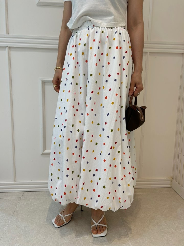 Pearls room - Korean Women Fashion - #momslook - Dot Balloon Skirt - 3