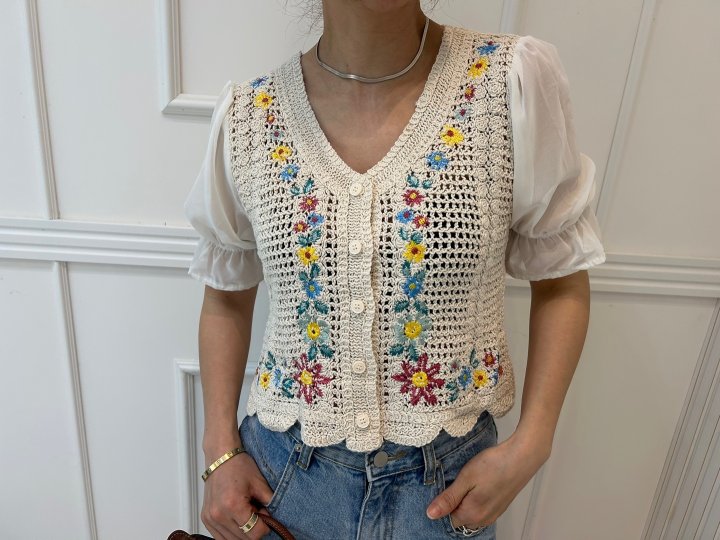 Pearls room - Korean Women Fashion - #momslook - Embroidered Blouse - 9