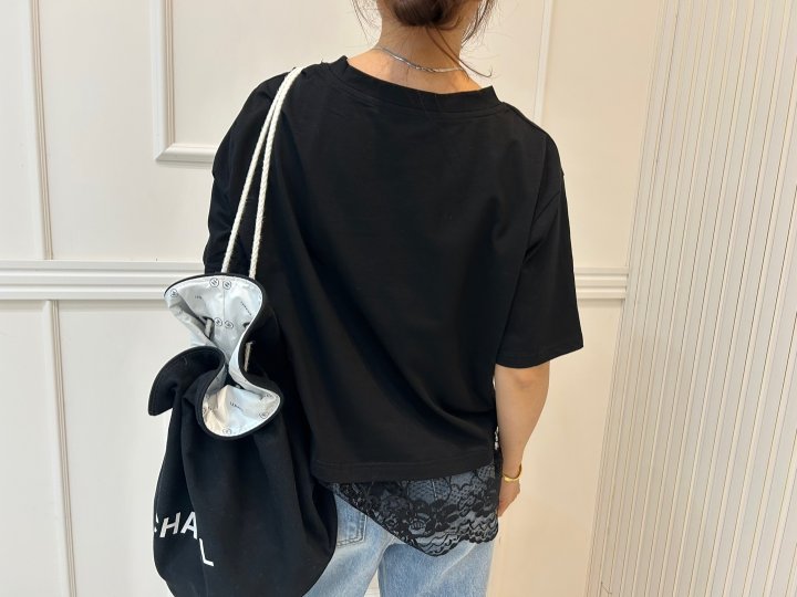 Pearls room - Korean Women Fashion - #momslook - Ribbon Lace Tee - 7