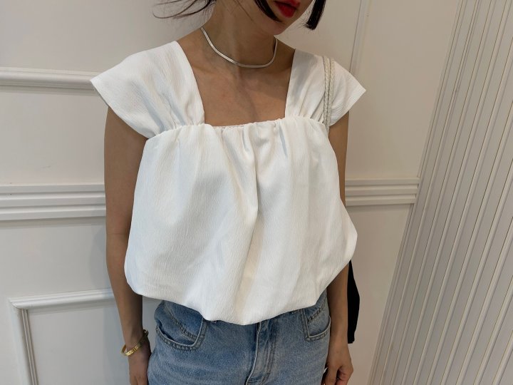 Pearls room - Korean Women Fashion - #momslook - Balloon Sleeveless Blouse - 7