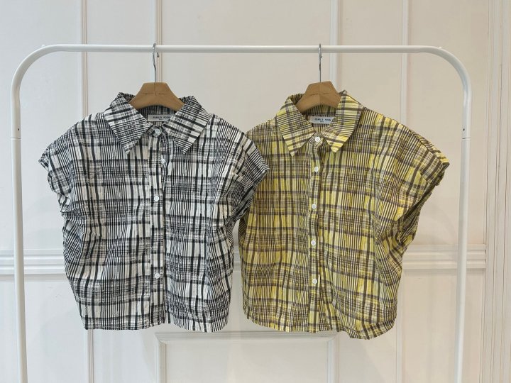 Pearls room - Korean Women Fashion - #momslook - Check Back Band Shirt - 12