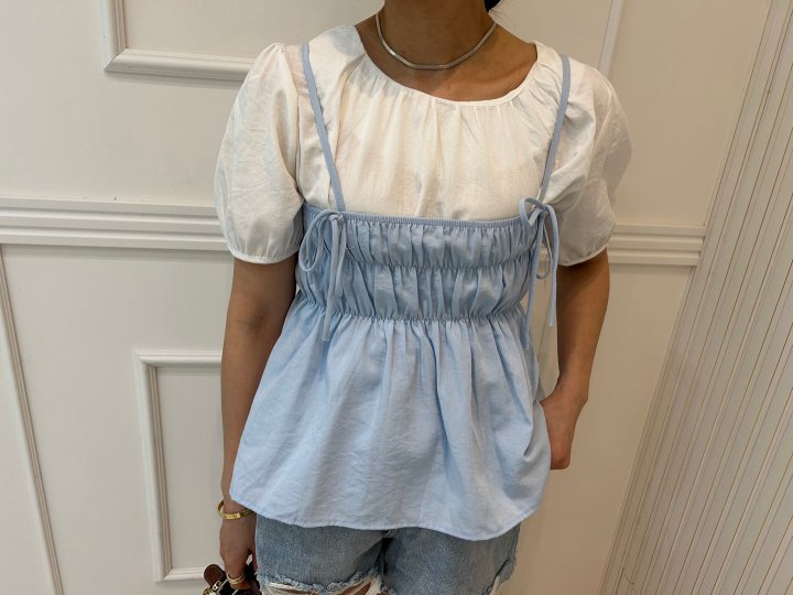Pearls room - Korean Women Fashion - #momslook - Smocked Blouse Set  - 3