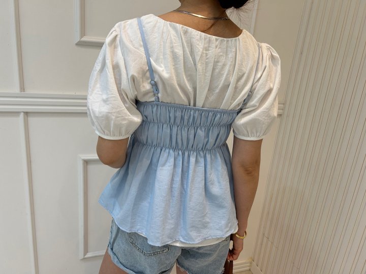Pearls room - Korean Women Fashion - #momslook - Smocked Blouse Set  - 5