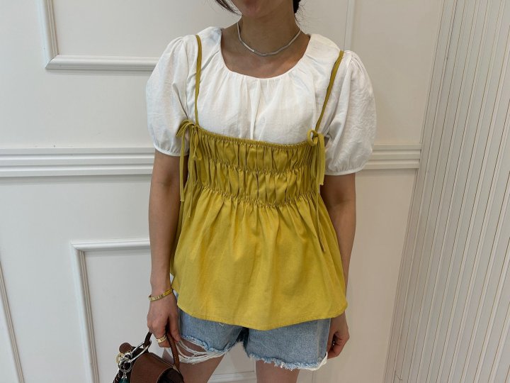 Pearls room - Korean Women Fashion - #momslook - Smocked Blouse Set  - 6