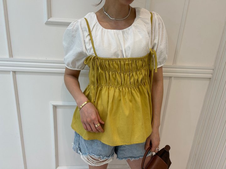 Pearls room - Korean Women Fashion - #momslook - Smocked Blouse Set  - 7