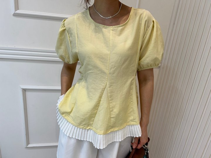 Pearls room - Korean Women Fashion - #momslook - Pleated Side Blouse - 2