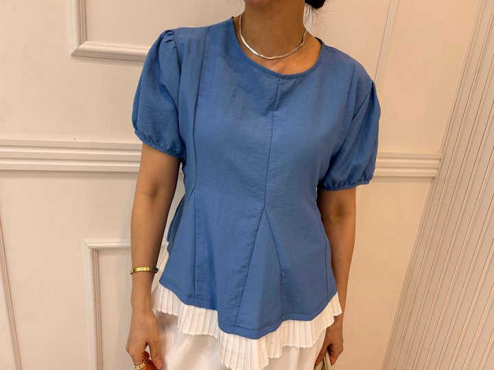 Pearls room - Korean Women Fashion - #momslook - Pleated Side Blouse - 5