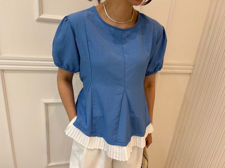 Pearls room - Korean Women Fashion - #momslook - Pleated Side Blouse - 6