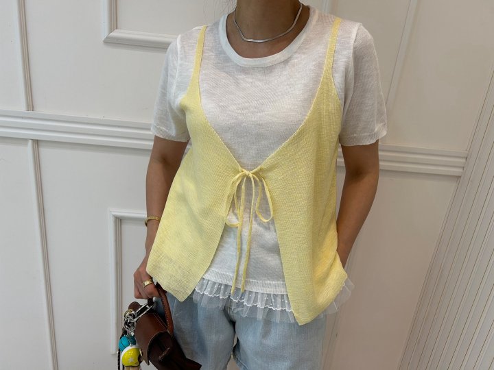 Pearls room - Korean Women Fashion - #momslook - Layered Vest Knit - 10