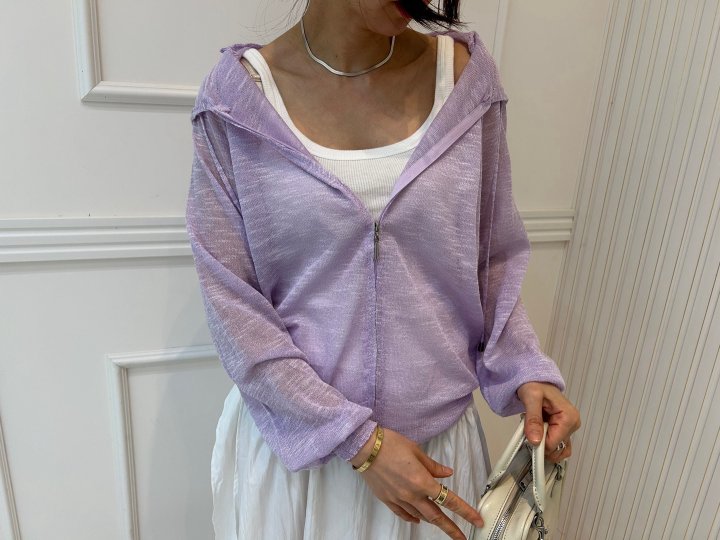 Pearls room - Korean Women Fashion - #momslook - Slub Hoodie Knit Cardigan - 10