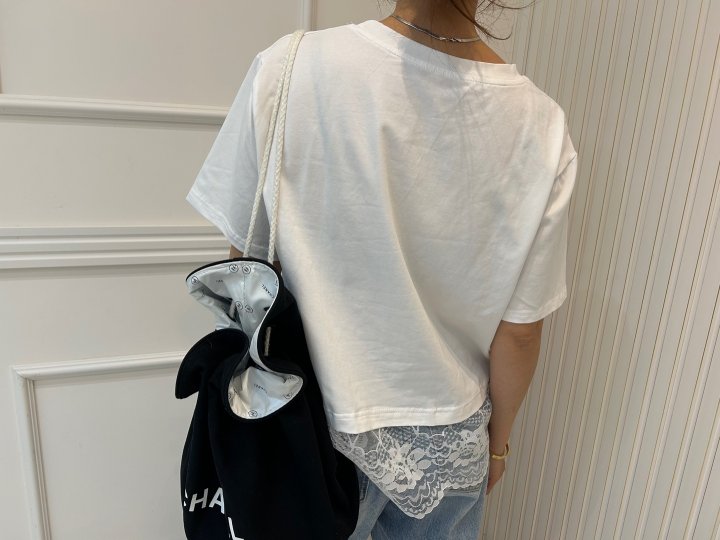 Pearls room - Korean Women Fashion - #pursuepretty - Ribbon Lace Tee - 12