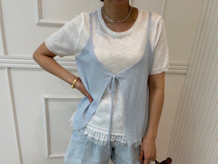 Pearls room - Korean Women Fashion - #restrostyle - Layered Vest Knit - 5