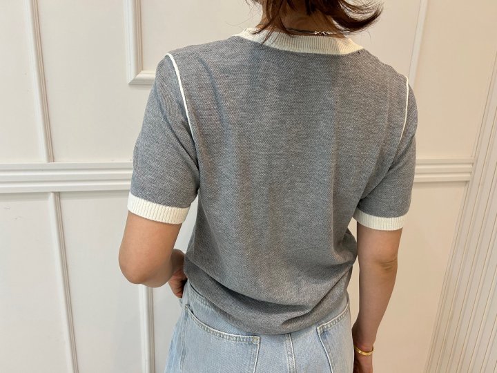 Pearls room - Korean Women Fashion - #romanticstyle - Heart Embroidery Short Sleeve Knit - 5