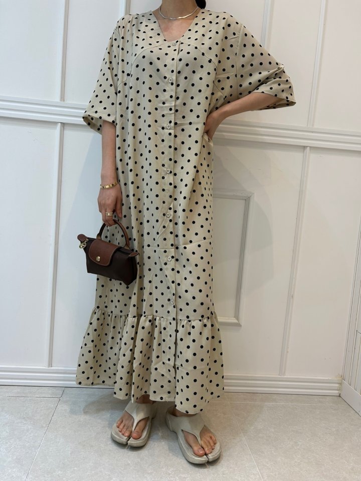 Pearls room - Korean Women Fashion - #shopsmall - Dot Flare One-piece - 9