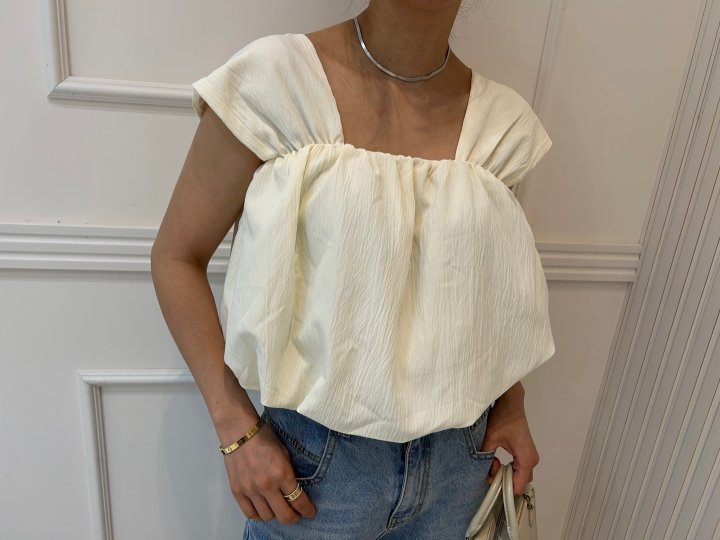 Pearls room - Korean Women Fashion - #romanticstyle - Balloon Sleeveless Blouse - 4