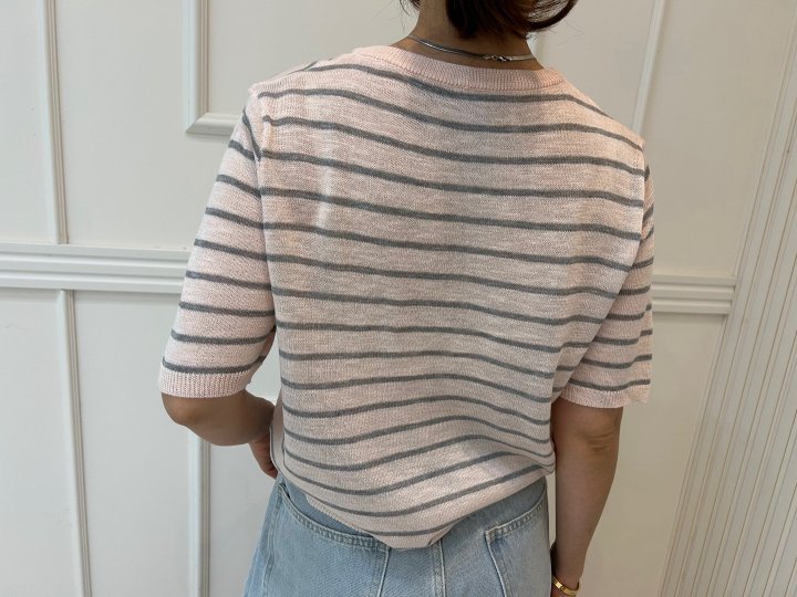 Pearls room - Korean Women Fashion - #shopsmall - Stripe Lace Patch Cardigan - 8