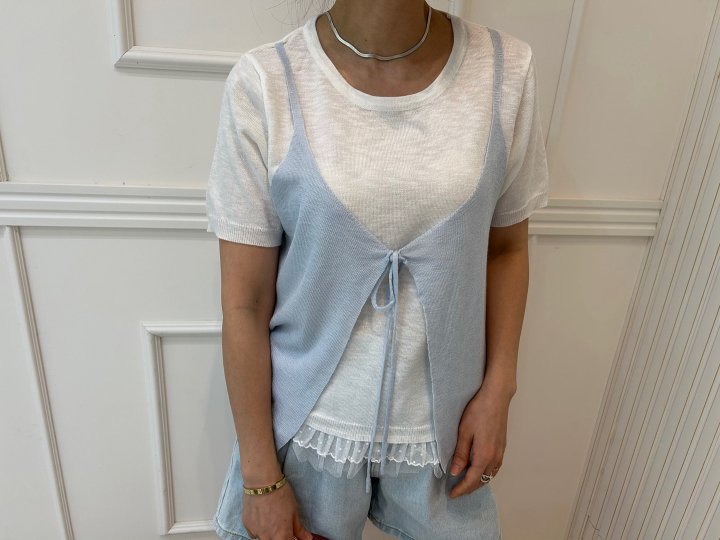 Pearls room - Korean Women Fashion - #shopsmall - Layered Vest Knit - 7