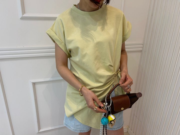 Pearls room - Korean Women Fashion - #romanticstyle - Ribbon Strap Tee - 4