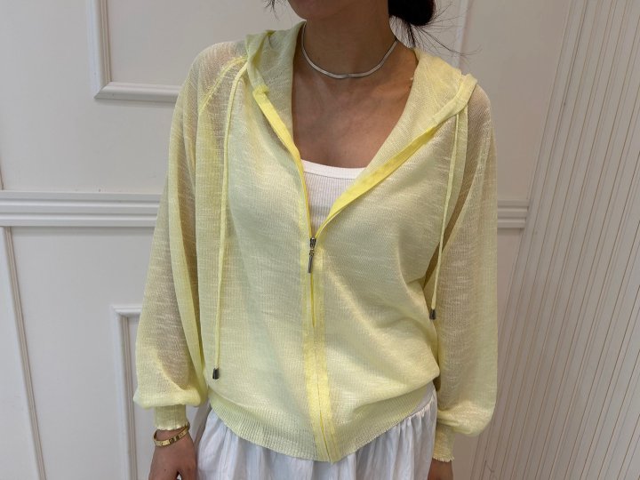 Pearls room - Korean Women Fashion - #shopsmall - Slub Hoodie Knit Cardigan