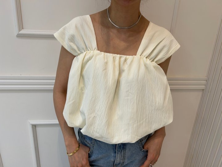 Pearls room - Korean Women Fashion - #thatsdarling - Balloon Sleeveless Blouse - 5