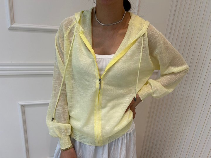 Pearls room - Korean Women Fashion - #thatsdarling - Slub Hoodie Knit Cardigan - 2