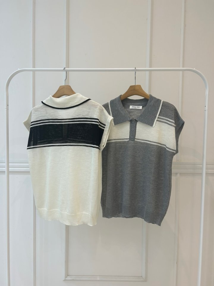 Pearls room - Korean Women Fashion - #thelittlethings - Stripe Contrast Short Sleeve Knit - 12