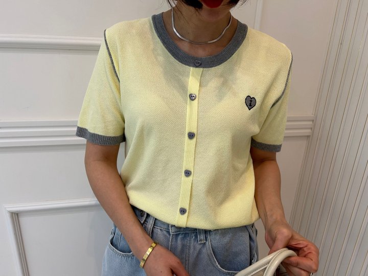 Pearls room - Korean Women Fashion - #thelittlethings - Heart Embroidery Short Sleeve Knit - 8