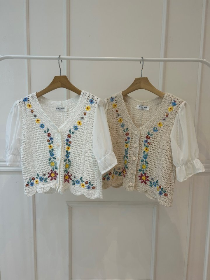 Pearls room - Korean Women Fashion - #vintageinspired - Embroidered Blouse - 12