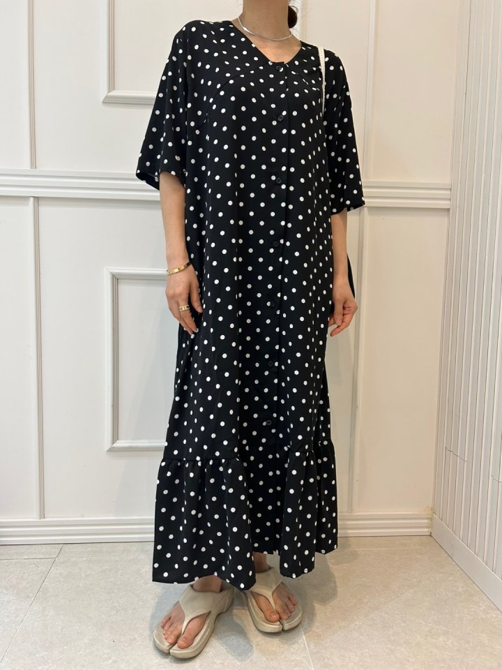 Pearls room - Korean Women Fashion - #womensfashion - Dot Flare One-piece - 4