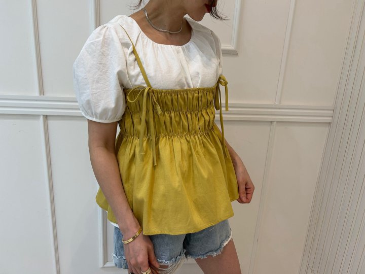 Pearls room - Korean Women Fashion - #vintageinspired - Smocked Blouse Set  - 9