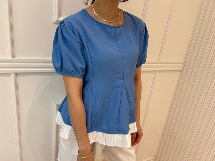 Pearls room - Korean Women Fashion - #vintageinspired - Pleated Side Blouse - 8