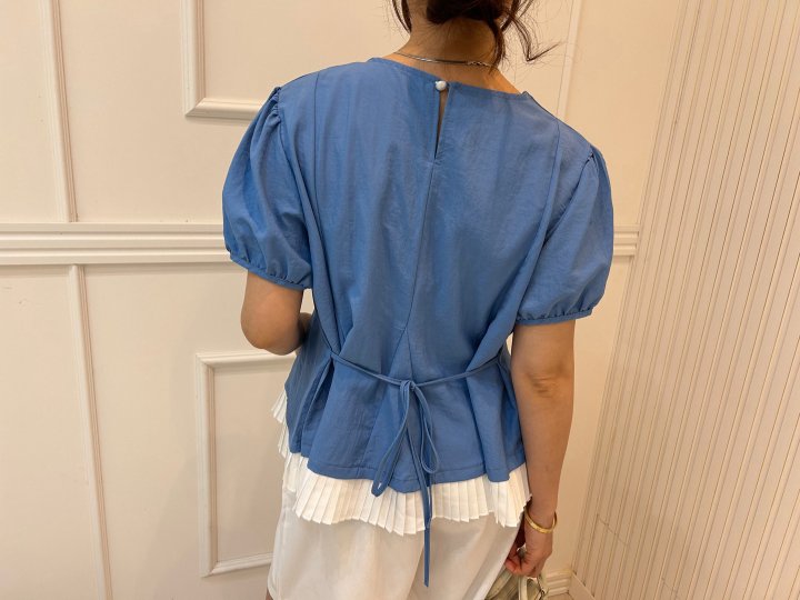 Pearls room - Korean Women Fashion - #vintagekidsstyle - Pleated Side Blouse - 9