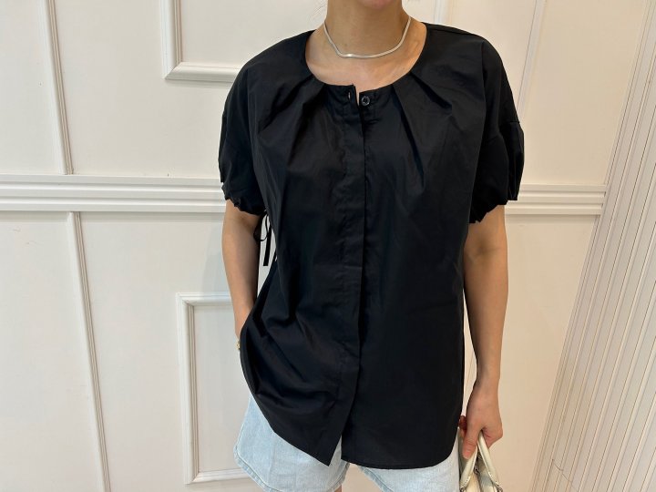 Pearls room - Korean Women Fashion - #womensfashion - Pintuck Strap Blouse - 7