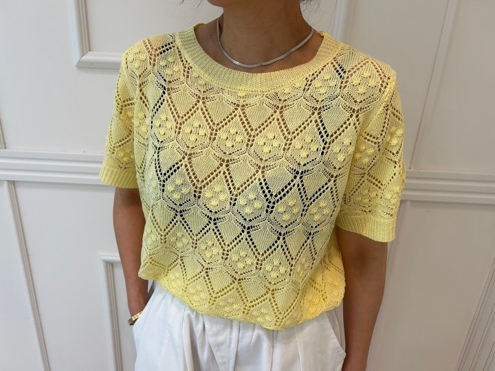 Pearls room - Korean Women Fashion - #womensfashion - Scotch Short Sleeve Knit - 2