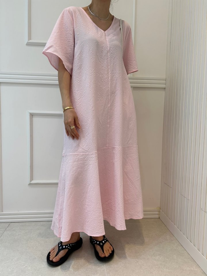 Pearls room - Korean Women Fashion - #momslook - V-Flare One-piece - 4