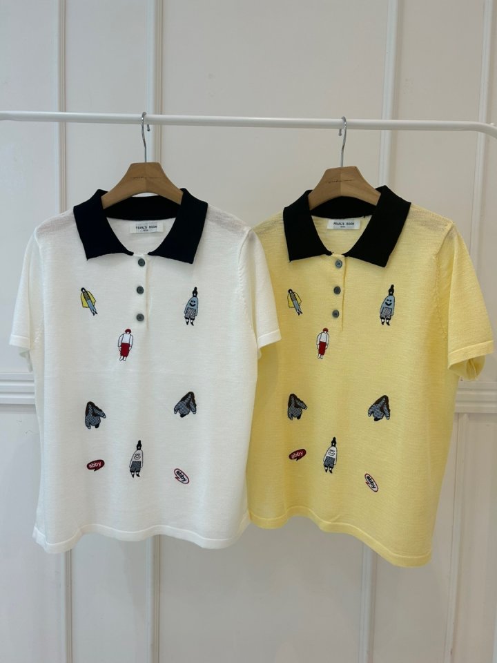 Pearls room - Korean Women Fashion - #womensfashion - Shasha Collar Short Sleeve Knit - 11