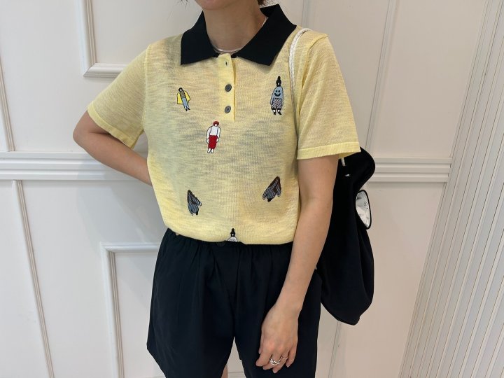 Pearls room - Korean Women Fashion - #womensfashion - Shasha Collar Short Sleeve Knit - 5